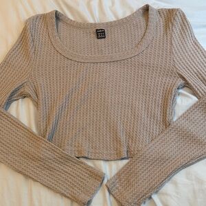 SHEIN Gray Long Sleeve Crop Top